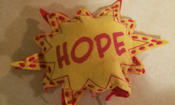 Beth's Ornament with word Hope