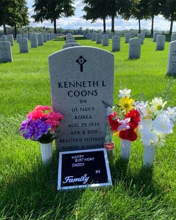 Kenneth's decorated gravestone