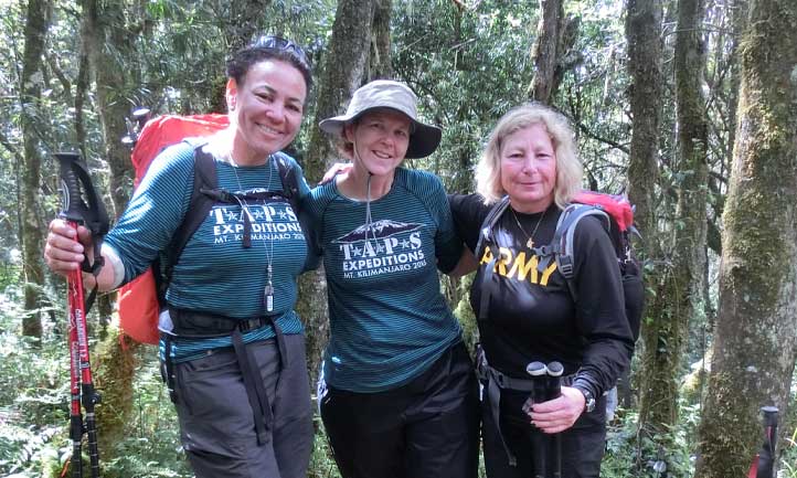 TAPS Survivors in forest hiking