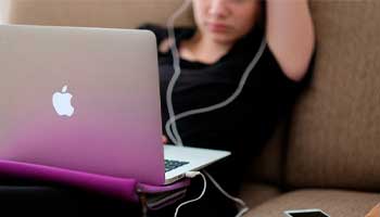 young girl on computer