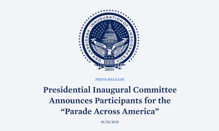 Presidential Inaugural Committee press release