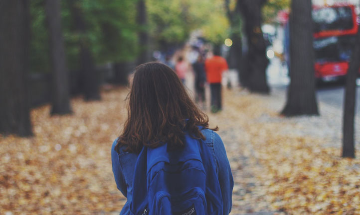 Child waling to school