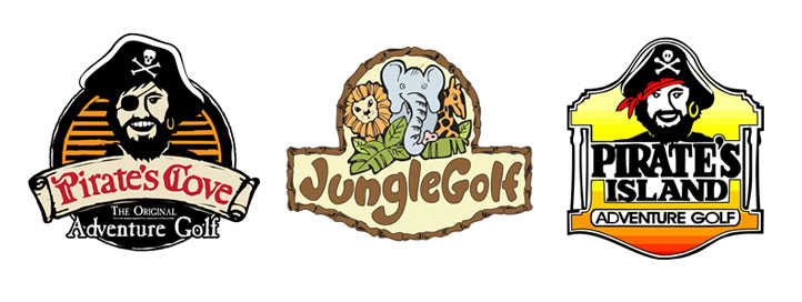 Pirate's Island, Jungle Golf and Pirate's Cove Logos