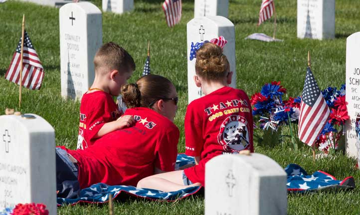 Arlington Cemetery family at headstone