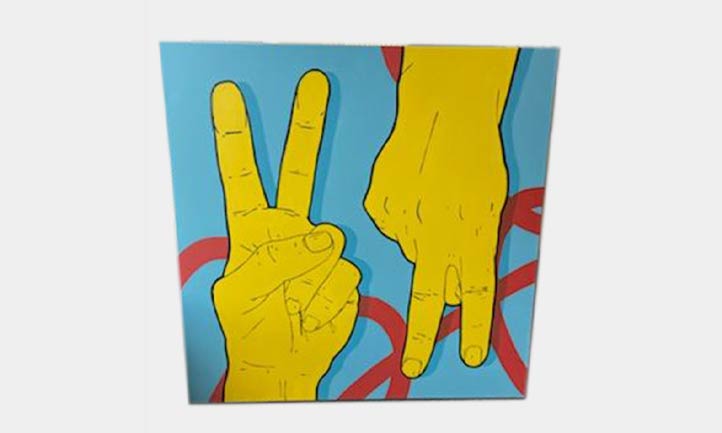 Sanithna Phansavanh Autographed 30x30 1 of 1 Peace Up, A-Town Down Stretched Canvas