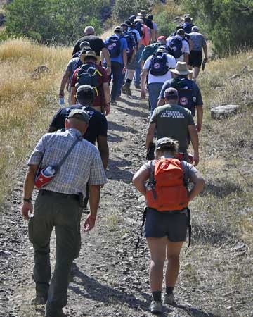 Survivors hiking