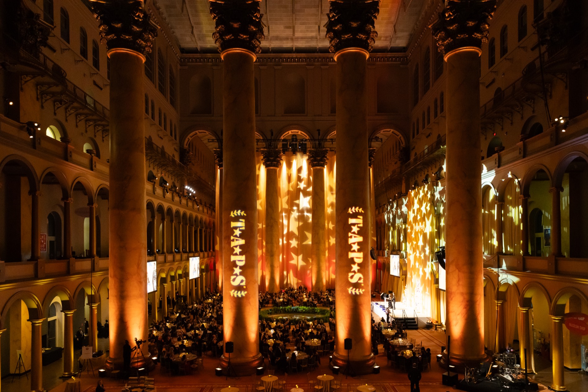 Guests in the Great Hall of the National Building Museum at the TAPS Honor Guard Gala