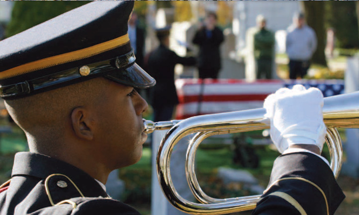 TAPS Magazine fall 2010 cover, playing taps at Arlington national cemetery
