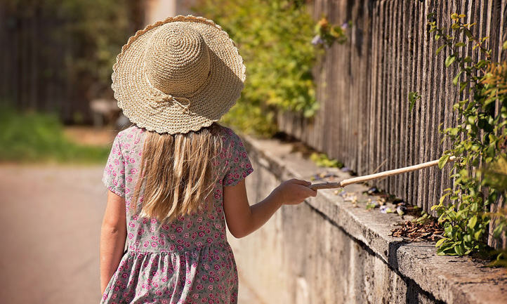 little girl fence