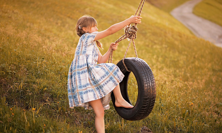 little girl tire swing