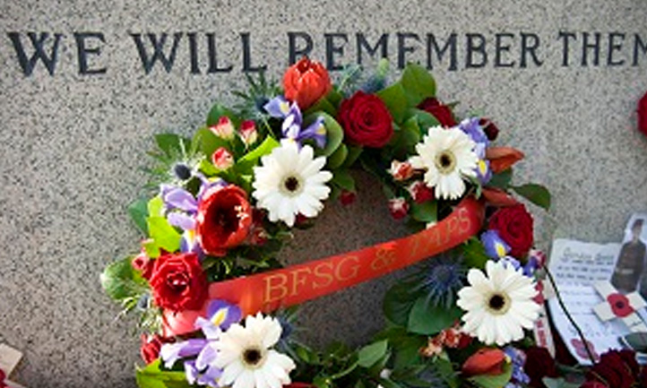 Wreath at gravestone