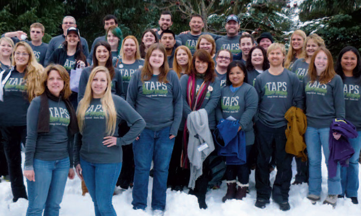 TAPS Magazine winter 2013 cover, military survivors at Alaska retreat