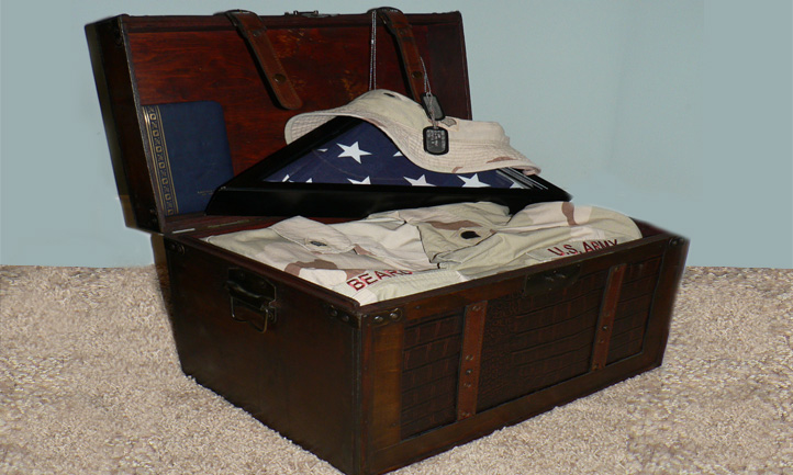 trunk of military army gear
