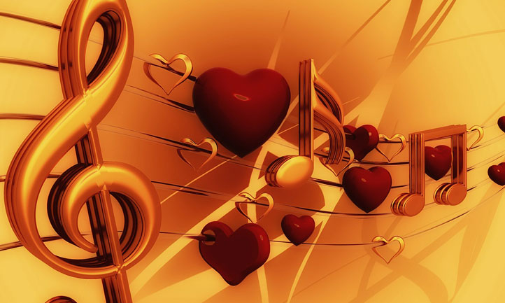 music notes and hearts