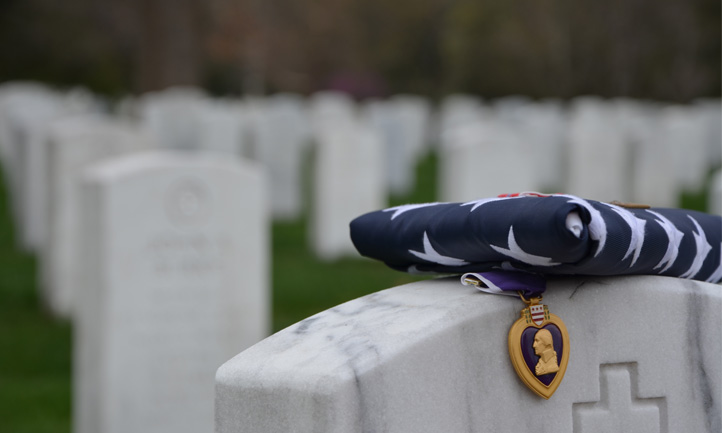 Purple Heart on Arlington Headstone