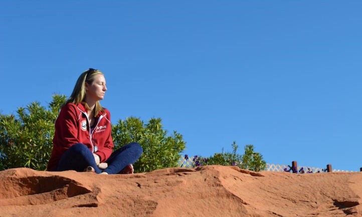 Surviving woman meditating