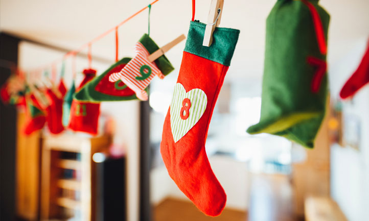 Stockings hung on fire mantle