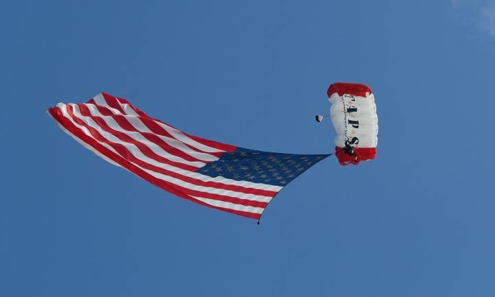 Parachutist with TAPS Parachute at PGA Champions Boca Raton Tournament