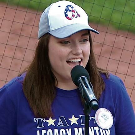 Brooke Nyren performs God Bless America at Baltimore Orioles game