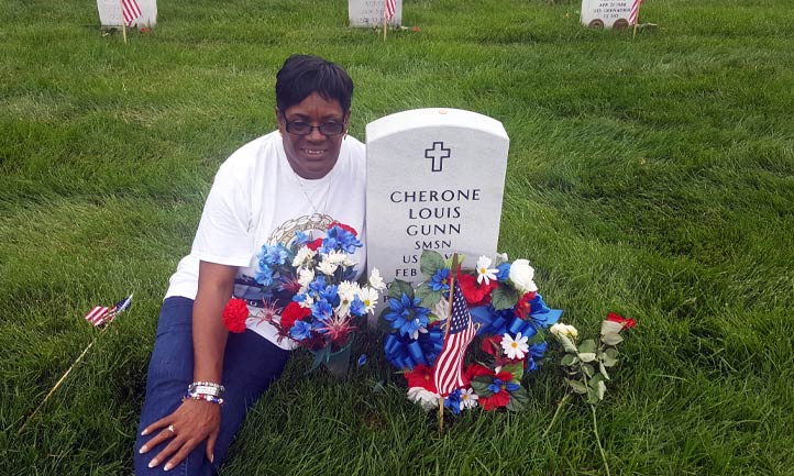 Mona Gunn at Cherone's gravesite