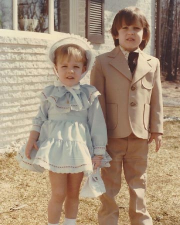 Sam and Renee dressed for Easter, 1980