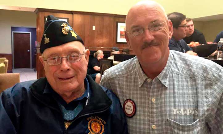 Perry with Medal of Honor Recipient Marine Corps Corporal Hershel 'Woody' Williams