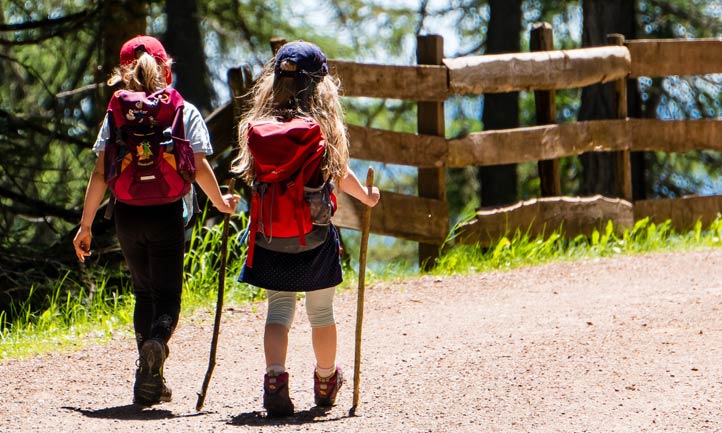 Young girls hiking