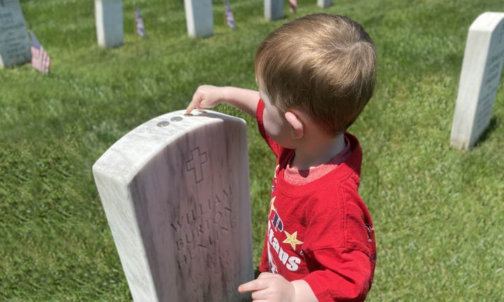 at the gravestone