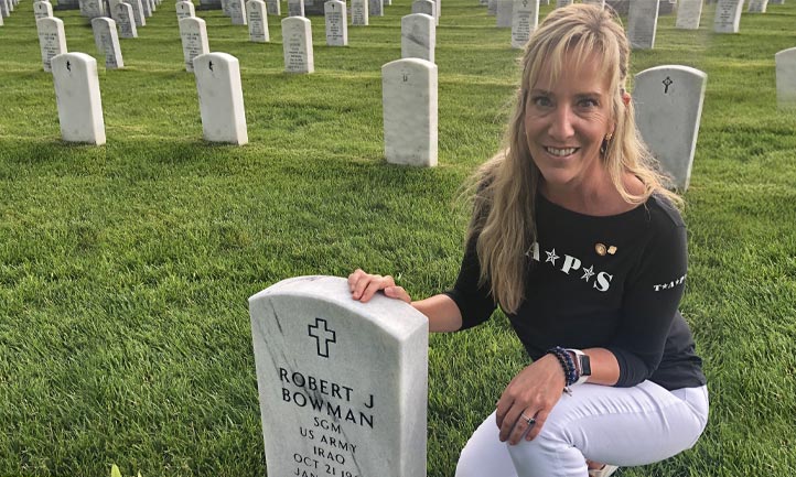 Coleen Bowman at husband's gravesite