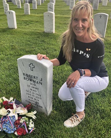 Coleen at husband's gravesite