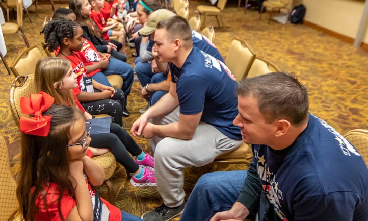 Military mentors and Good Grief Camp kids face to face