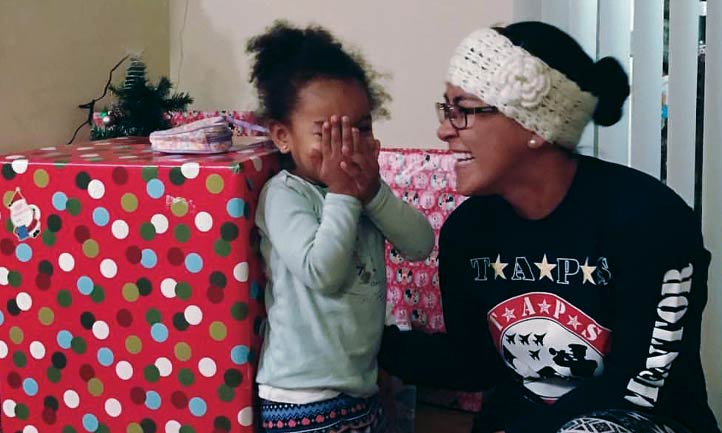 mom and daughter at christmas