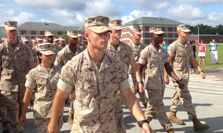 Christopher Daud in formation with U.S. Marines