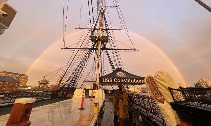 Rainbow over the USS Constitution