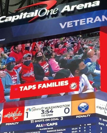 TAPS families on the jumbotron at Nationals game