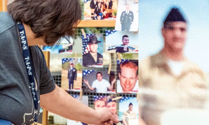 Survivor touching photo of loved one at TAPS Seminar