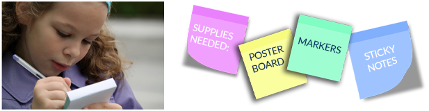 Supplies Needed: Poster Board, Markers, Sticky Notes