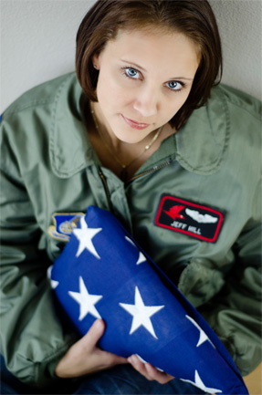 Rachel Hill holding American Flag